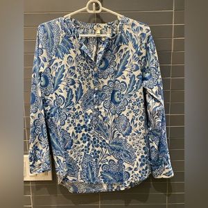 J. Crew Floral Blouse pop-over, size 4